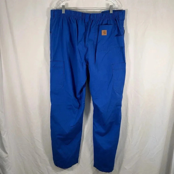 Carhartt Scrub Pants Women XL Tall Blue Stretchy Pockets Button Zip Cotton Blend - Picture 8 of 11